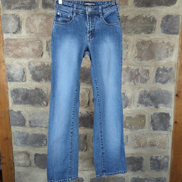 Express Denim - EXPRESS Jeans Stretch Vintage Straight Leg Jeans Faded Medium Wash Mid Rise